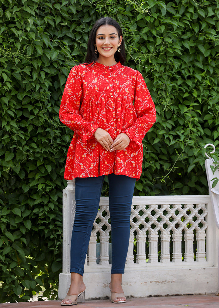 Buy Red Tunic Tops for Women | Best Ethnic Wear for Summer Online in India
