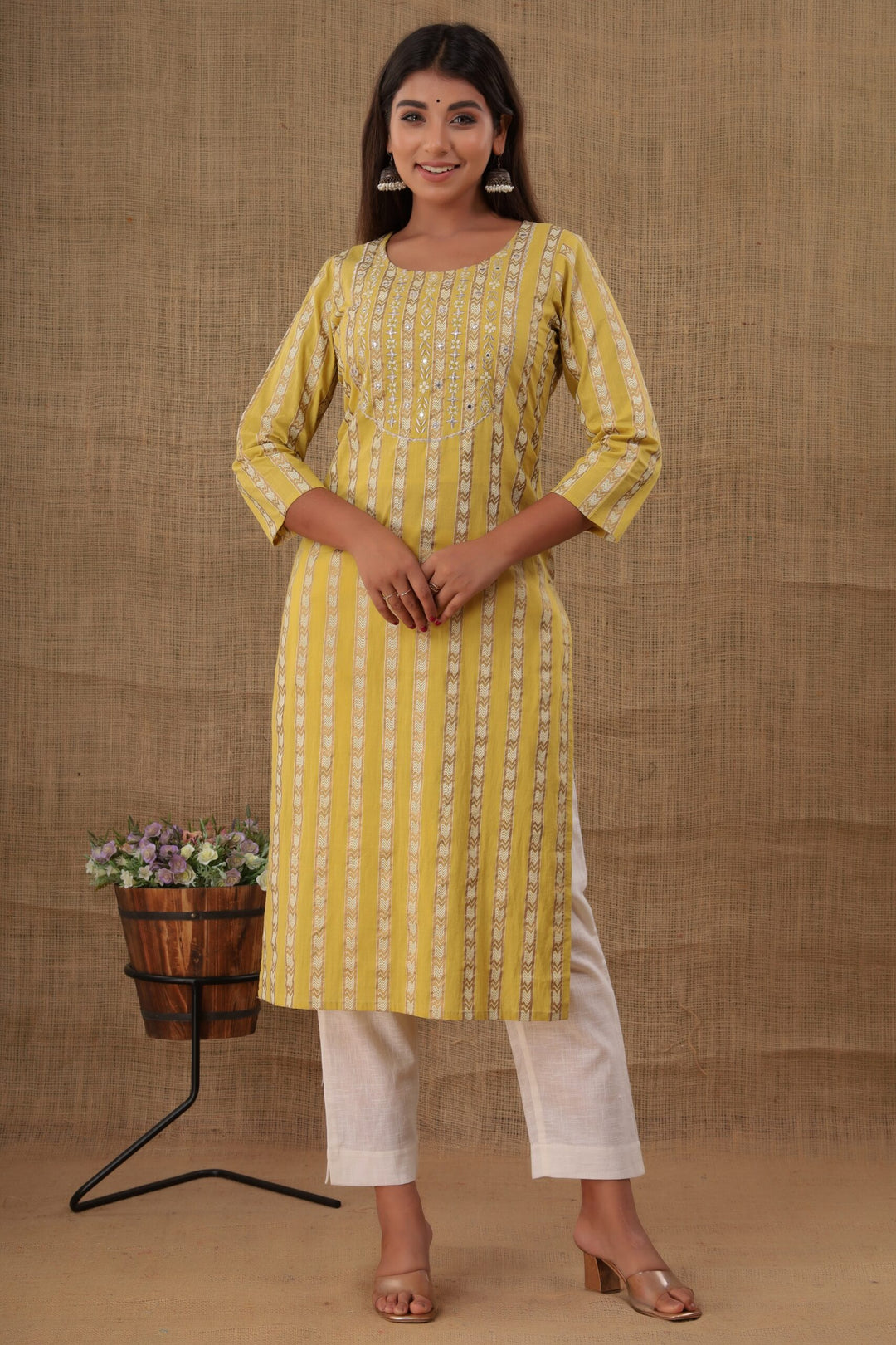Buy Yellow Kurti and Pant | Best Traditional Dress for Women in India | Kaajh