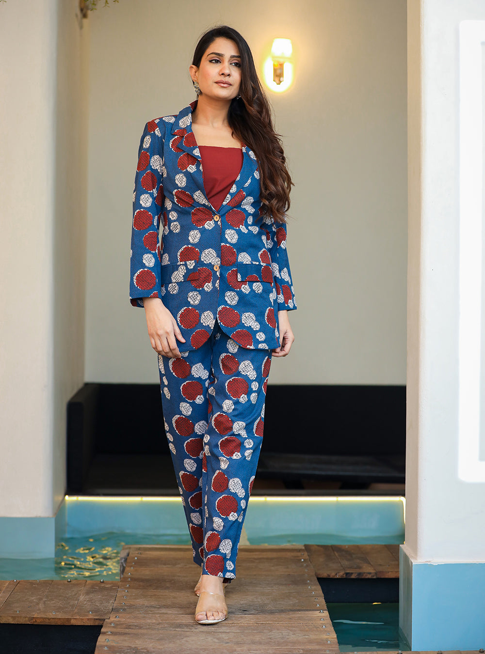 Buy Blue Floral Printed Co-ord Set | Best Ethnic Dresses for Women Online 