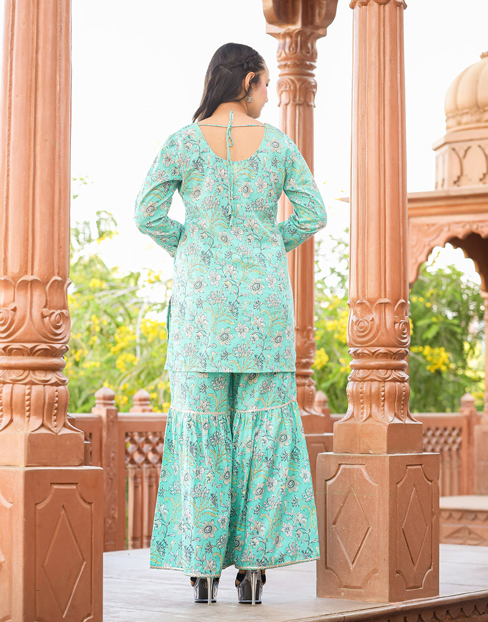 Kaajh Green sharara suit set for women 