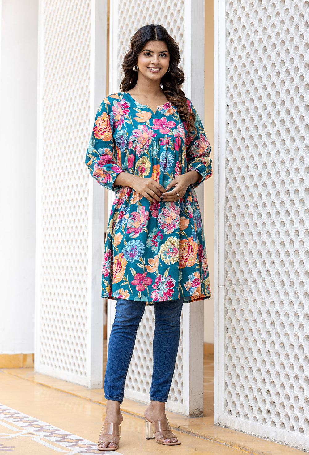 Blue Cotton Tunic & Tops for Women