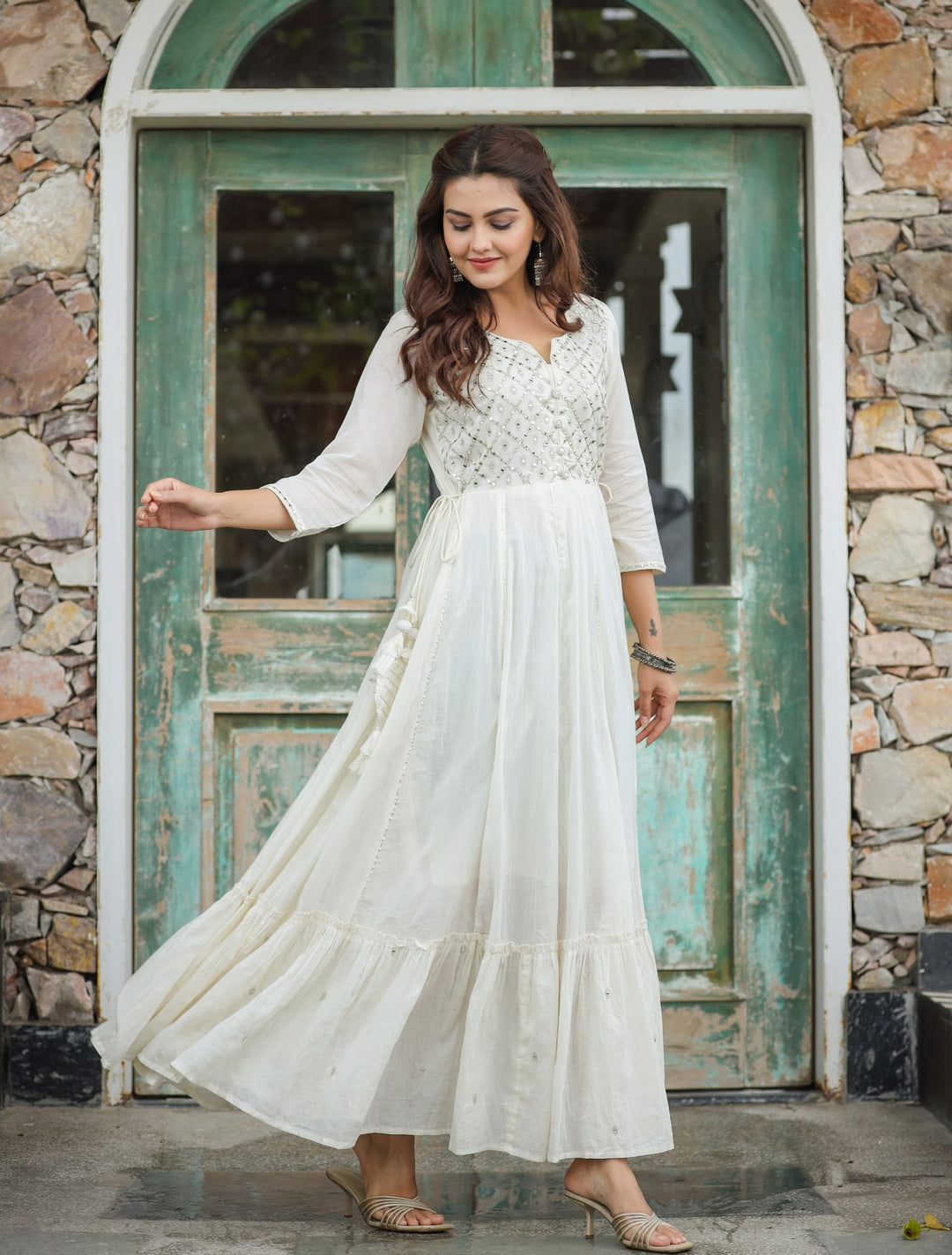 Buy a Designer White Ethnic Gown online | Best Long Ethnic Dress for Women