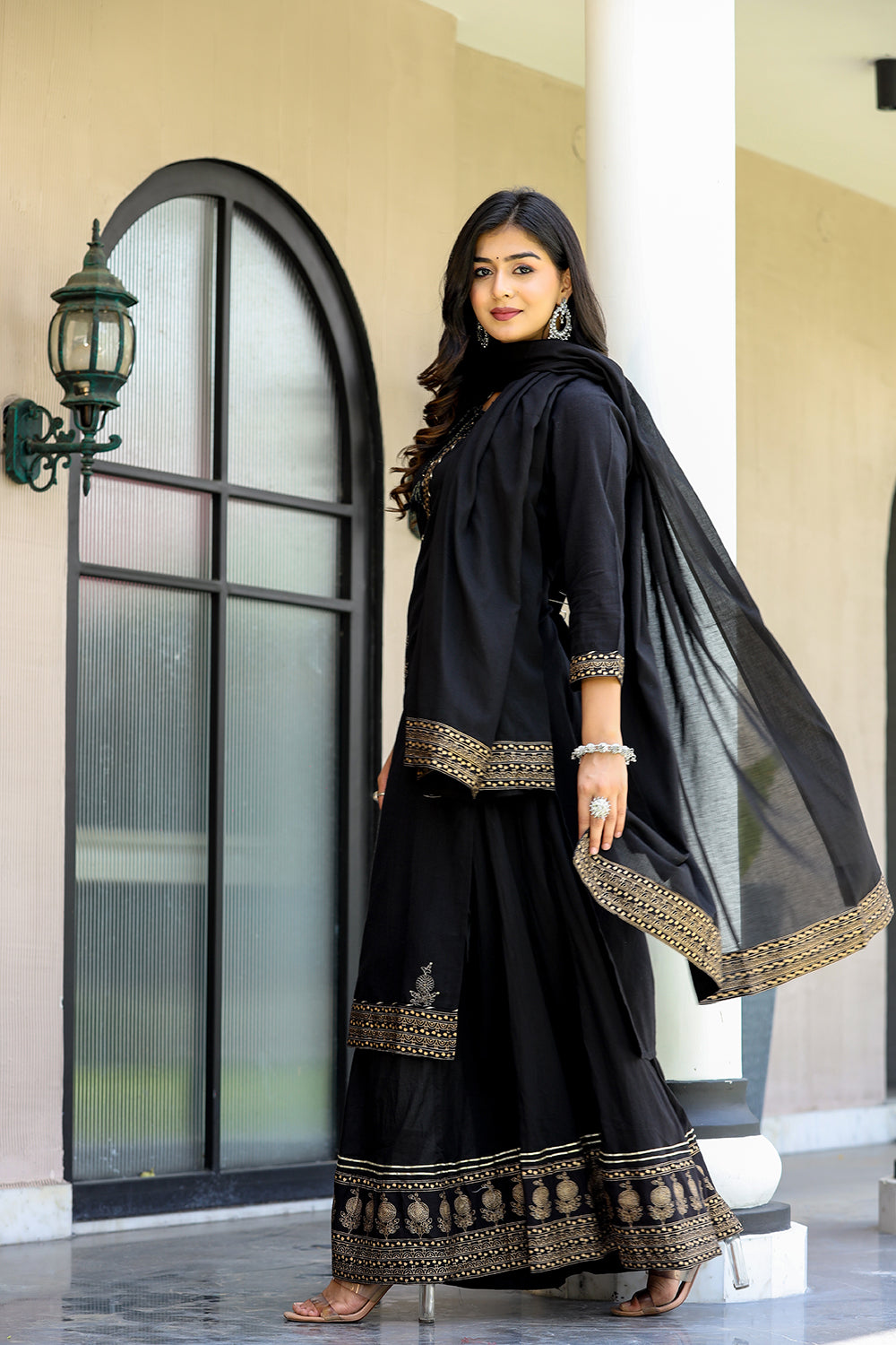 Buy Designer Black Georgette Embroidered Kurta Sharara With Dupatta for  Women, Pakistani Salwar Kameez, Wedding Wear Dress, Sharara Suit Online in  India - Etsy