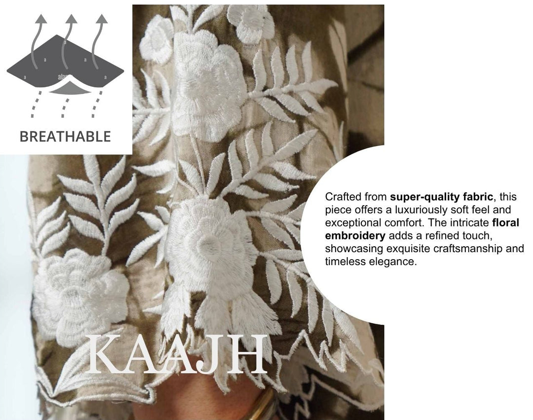 🌸 Olive Tie-Dye Embroidered 2-Piece Set