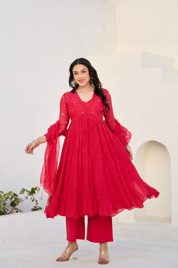 Mira Red Anarkali Kurta Set