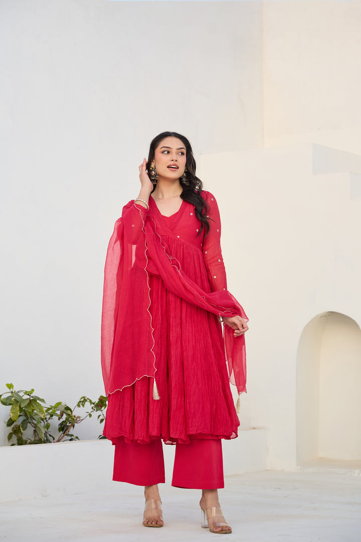 Mira Red Anarkali Kurta Set
