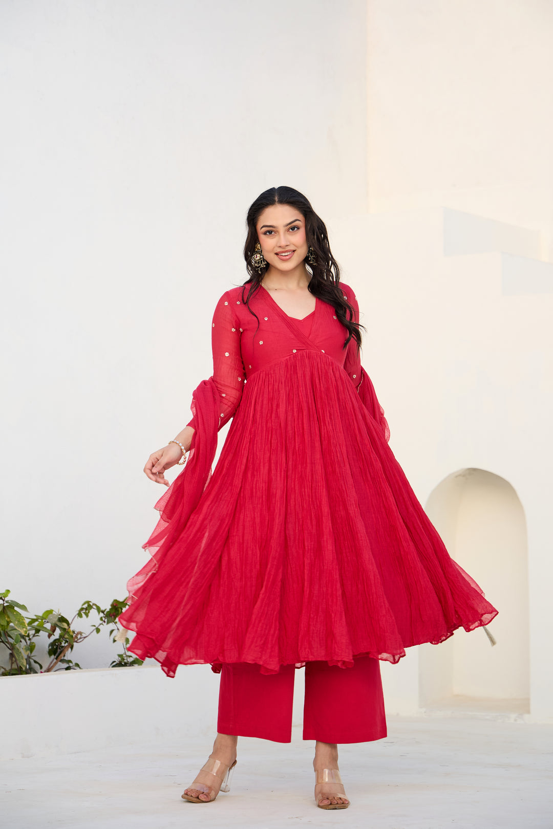 Mira Red Anarkali Kurta Set