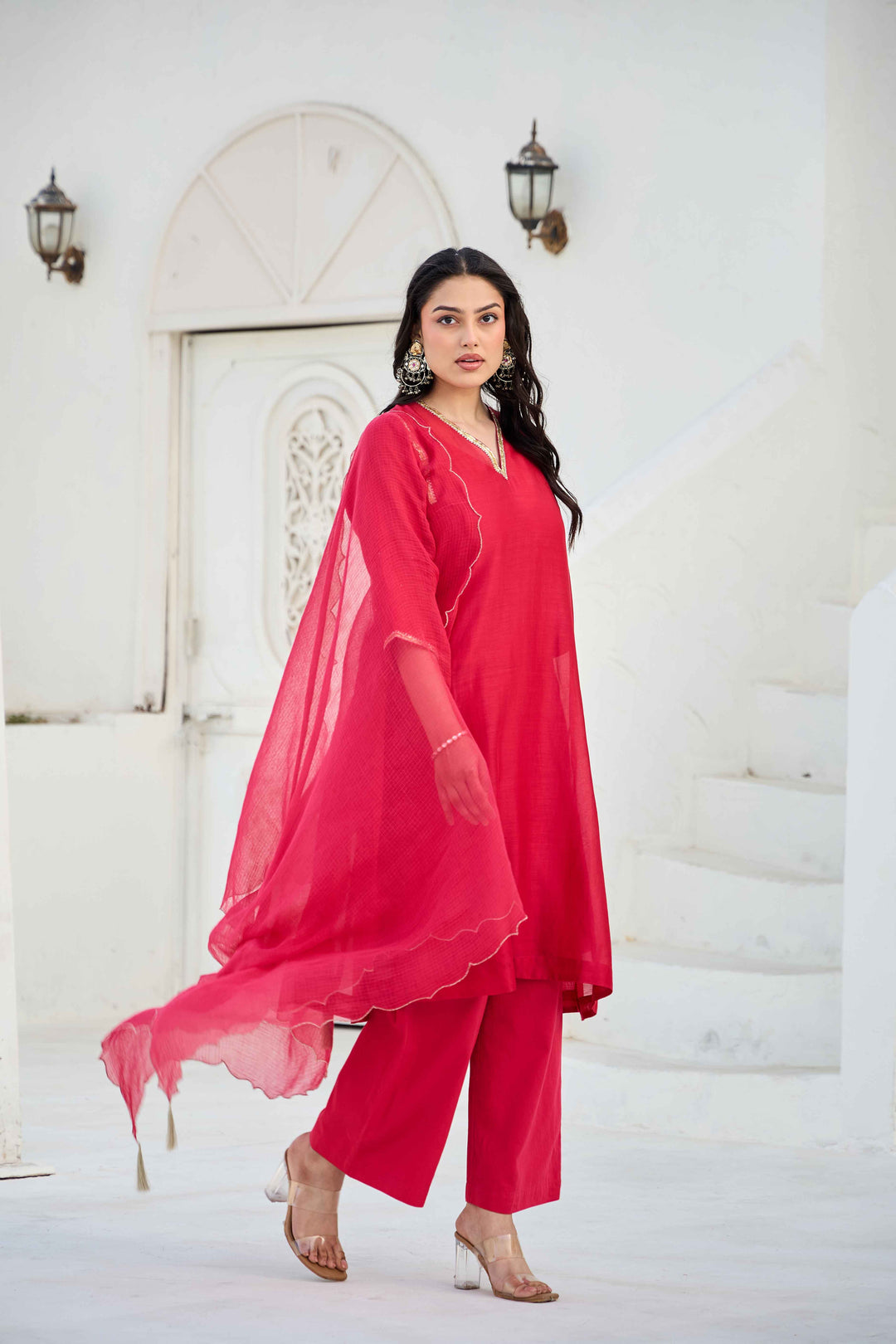 CHANDERI GOTA KURTA SET