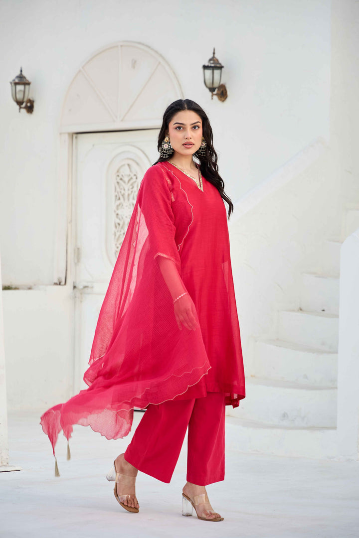 CHANDERI GOTA KURTA SET