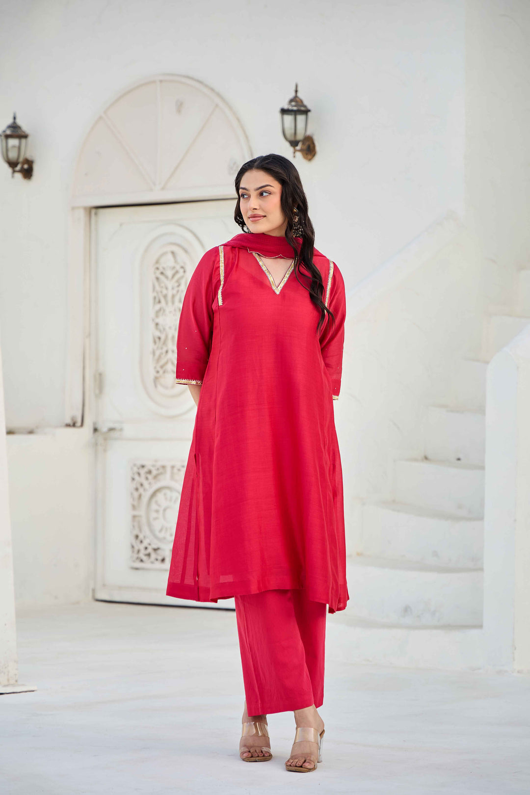CHANDERI GOTA KURTA SET