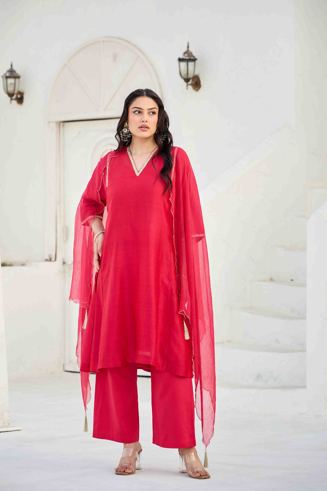 CHANDERI GOTA KURTA SET