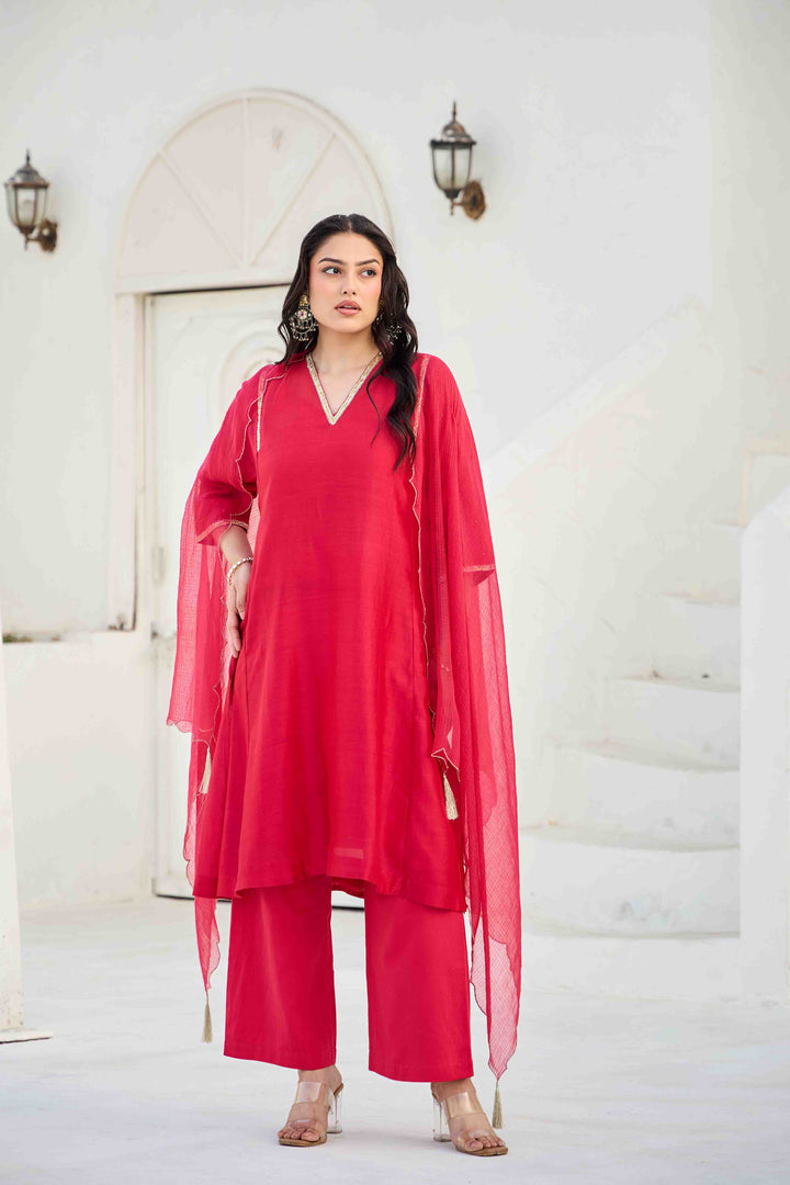 CHANDERI GOTA KURTA SET