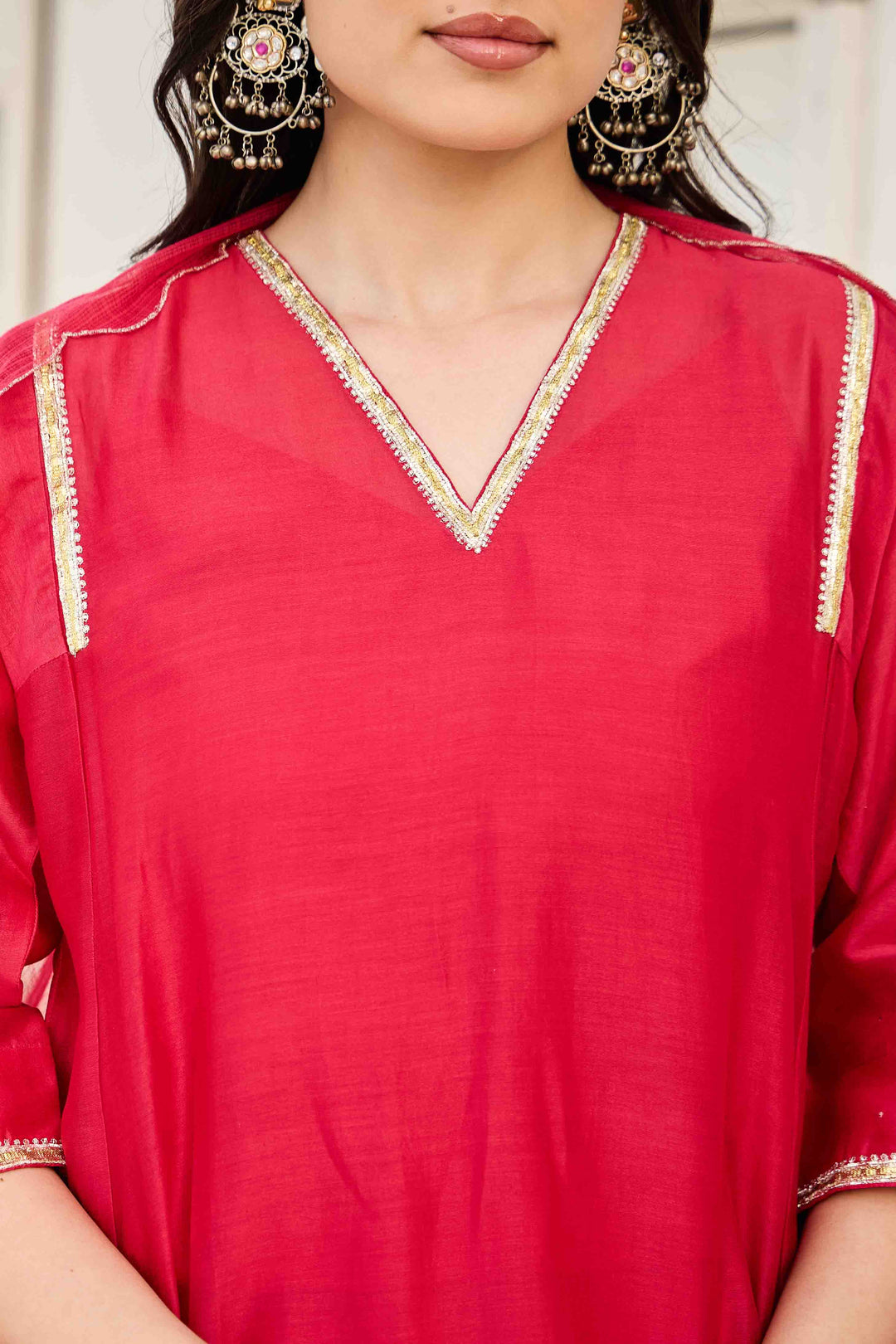 CHANDERI GOTA KURTA SET