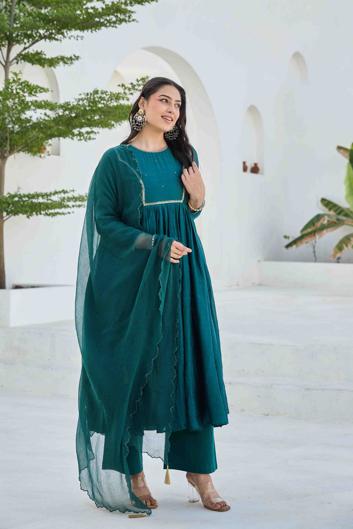 CHANDERI SILK ANARKALI KURTA SET