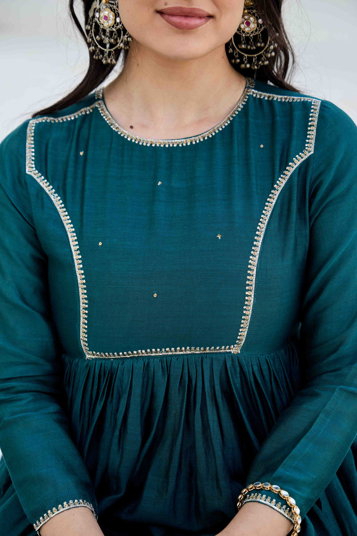 CHANDERI SILK ANARKALI KURTA SET