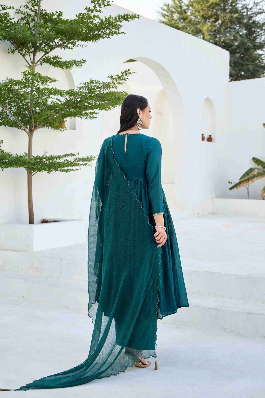 CHANDERI SILK ANARKALI KURTA SET