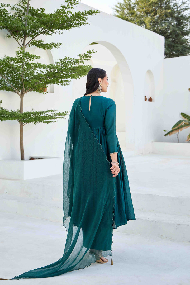 CHANDERI SILK ANARKALI KURTA SET