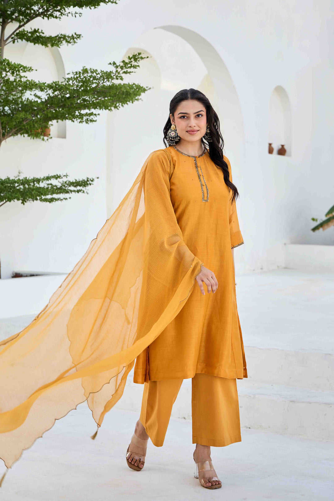 CHANDERI SILK KURTA SET