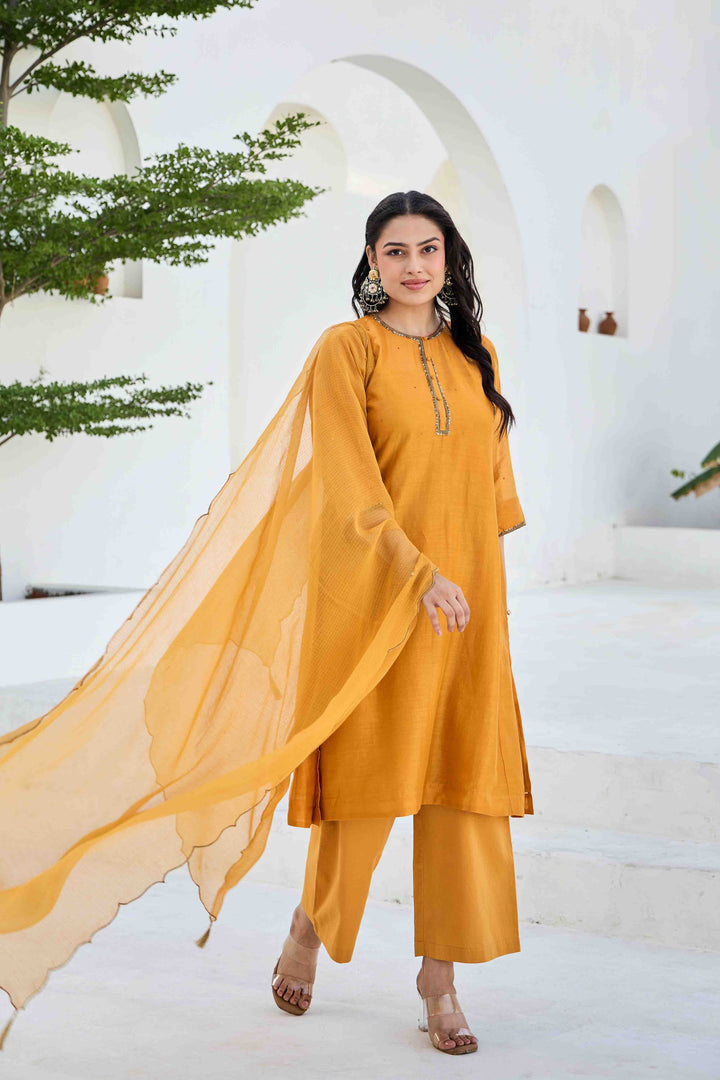 CHANDERI SILK KURTA SET