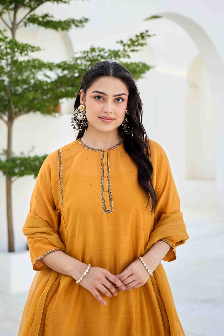 CHANDERI SILK KURTA SET