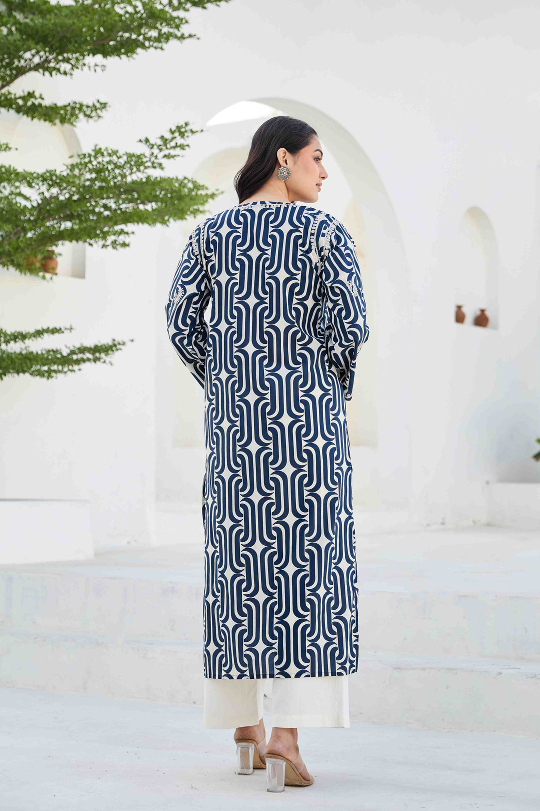 NOOR BLUE CHIKANKARI EMBROIDERED KURTA