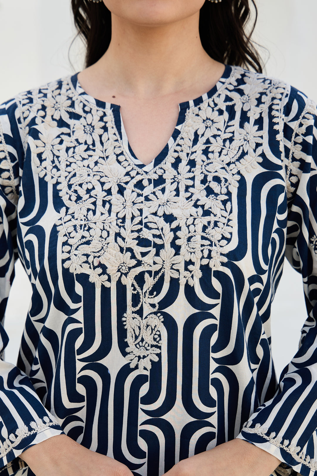 Noor Blue Chikankari Embroidered Kurta