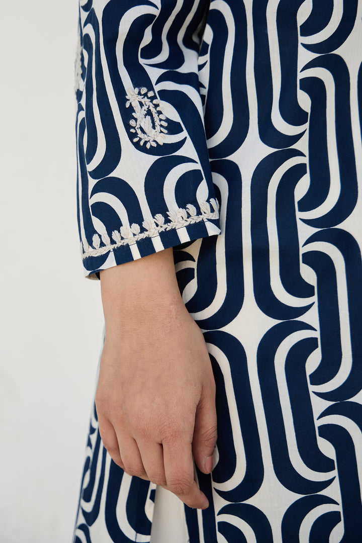 Noor Blue Chikankari Embroidered Kurta