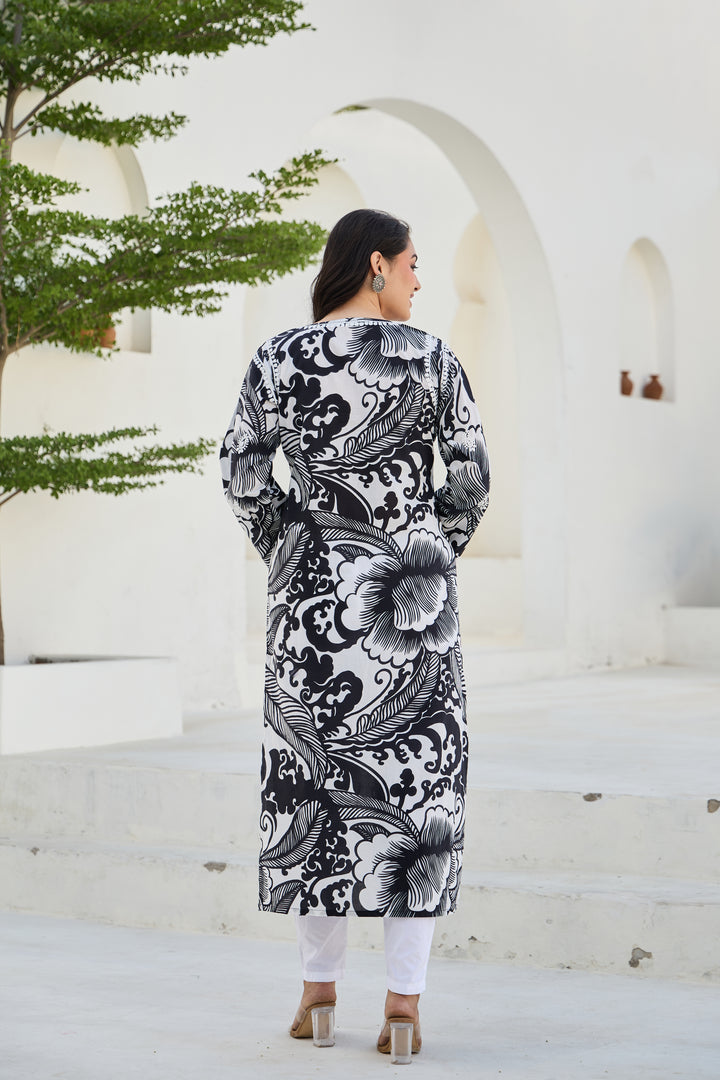 Noor Black Chikankari Embroidered Kurta