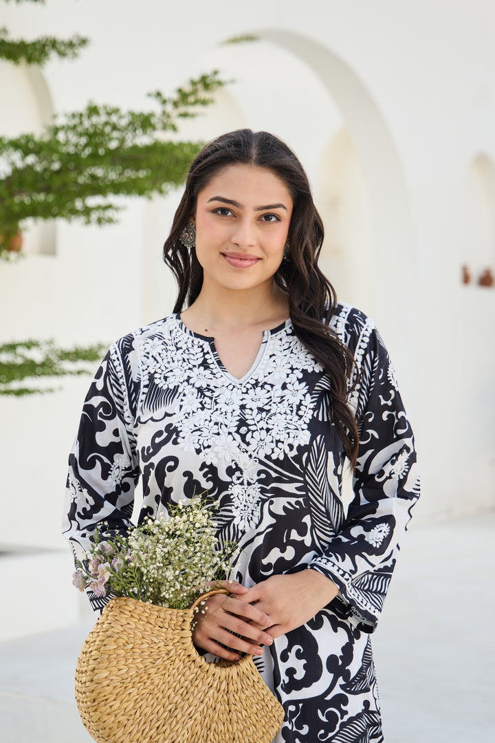 Noor Black Chikankari Embroidered Kurta