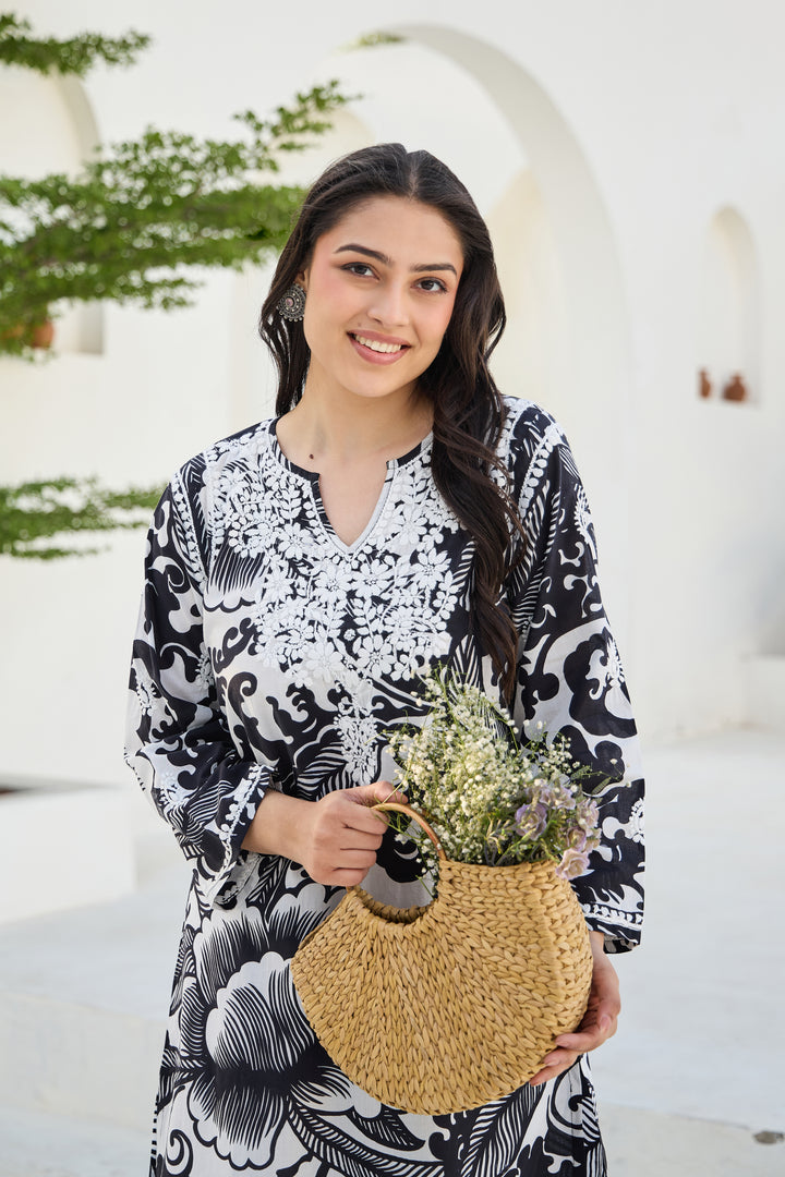 Noor Black Chikankari Embroidered Kurta