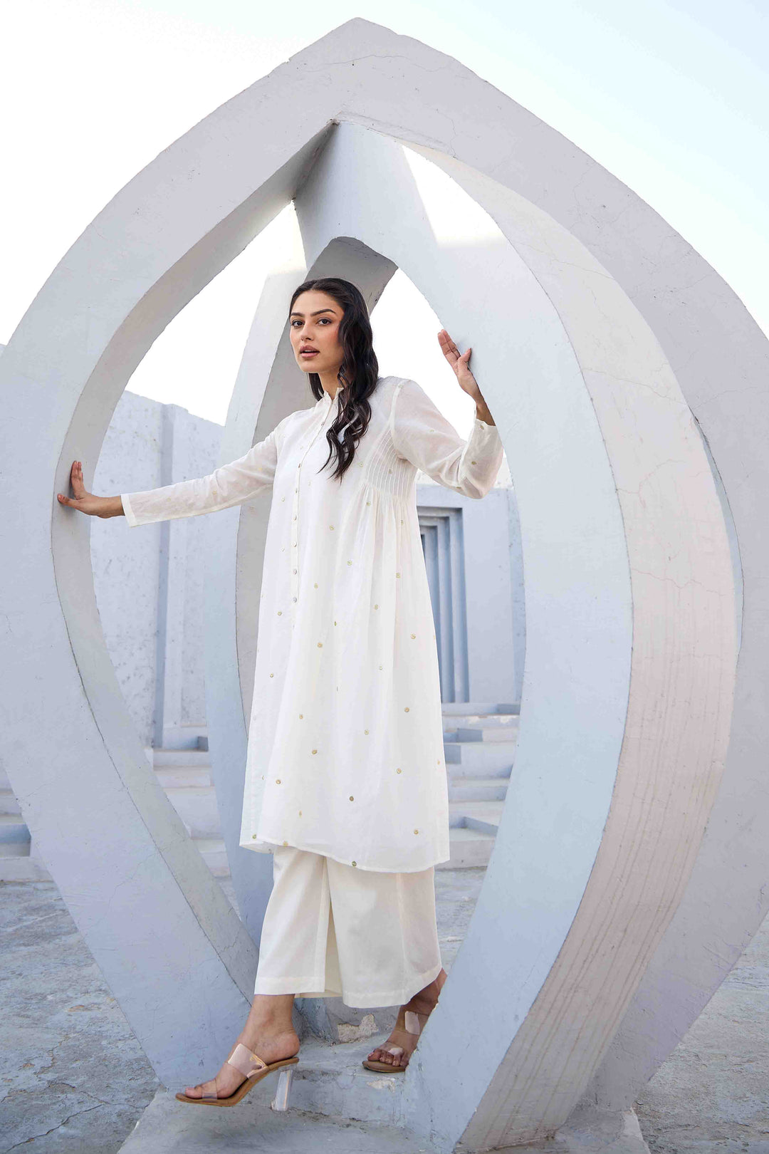 COTTON MUL EMBROIDERED KURTA SET