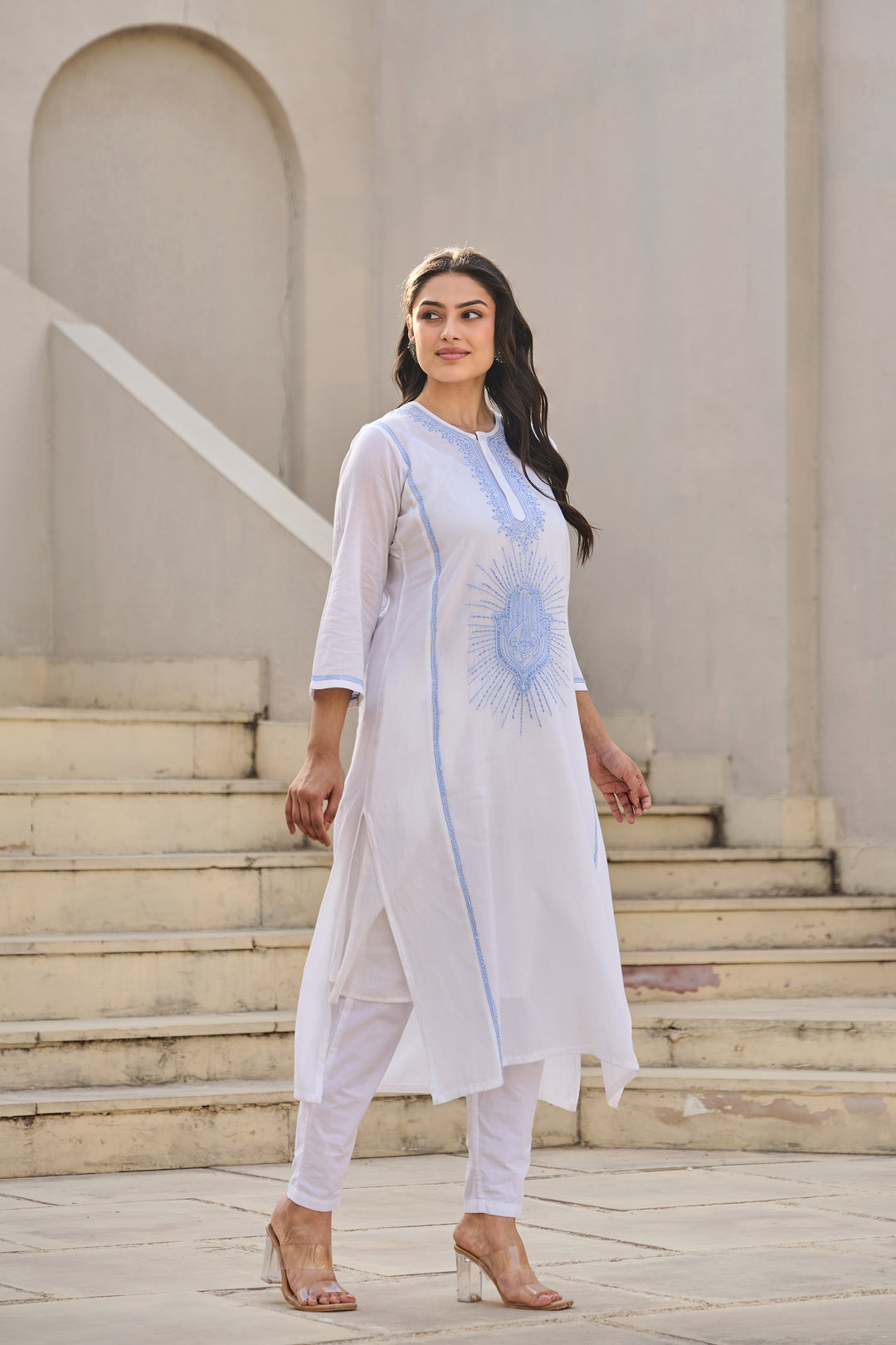 Noor White Chikankari Embroidered Kurta