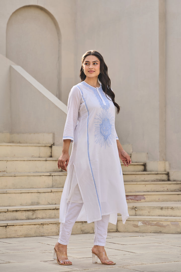 Noor White Chikankari Embroidered Kurta