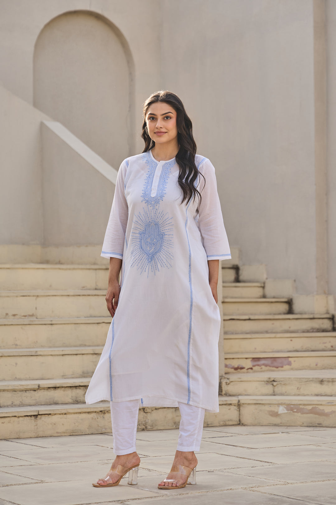 Noor White Chikankari Embroidered Kurta