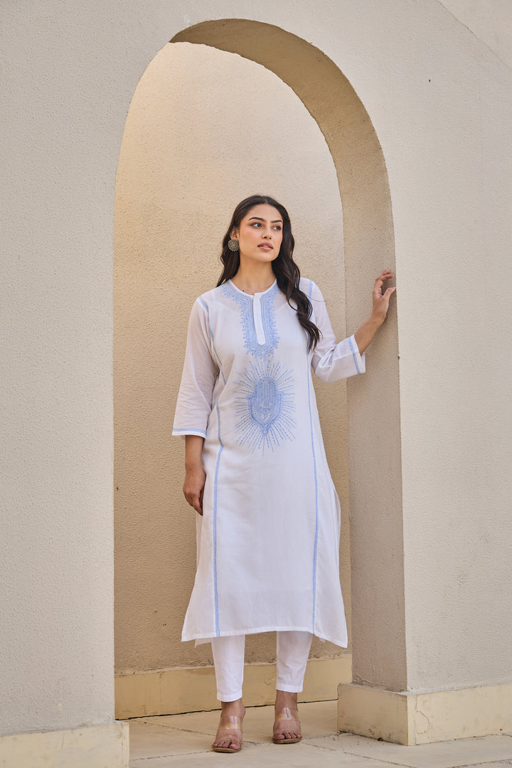 Noor White Chikankari Embroidered Kurta