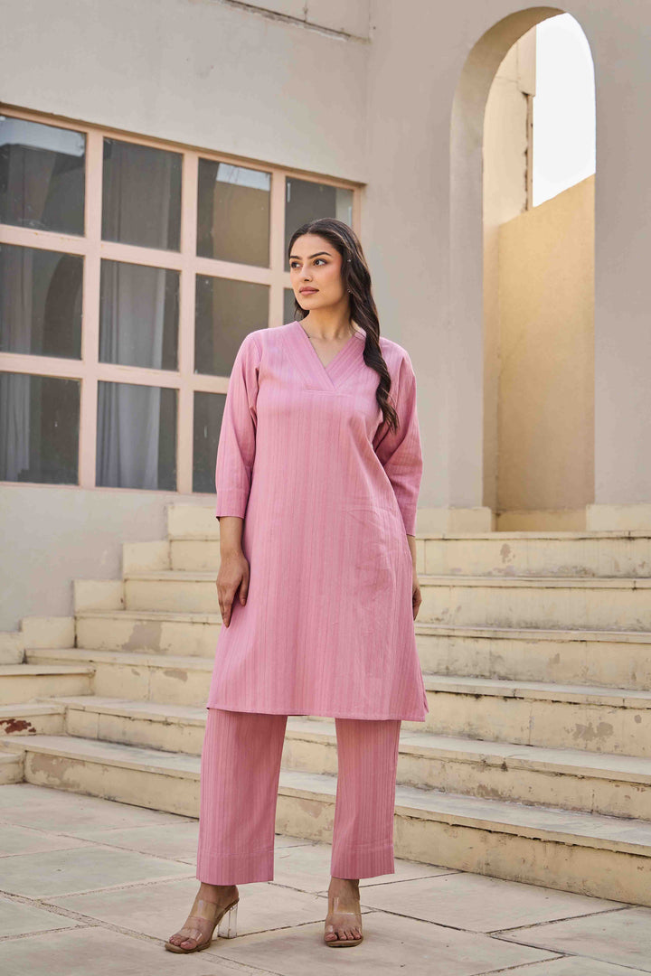 PREMIUM COTTON KURTA SET (PINK)