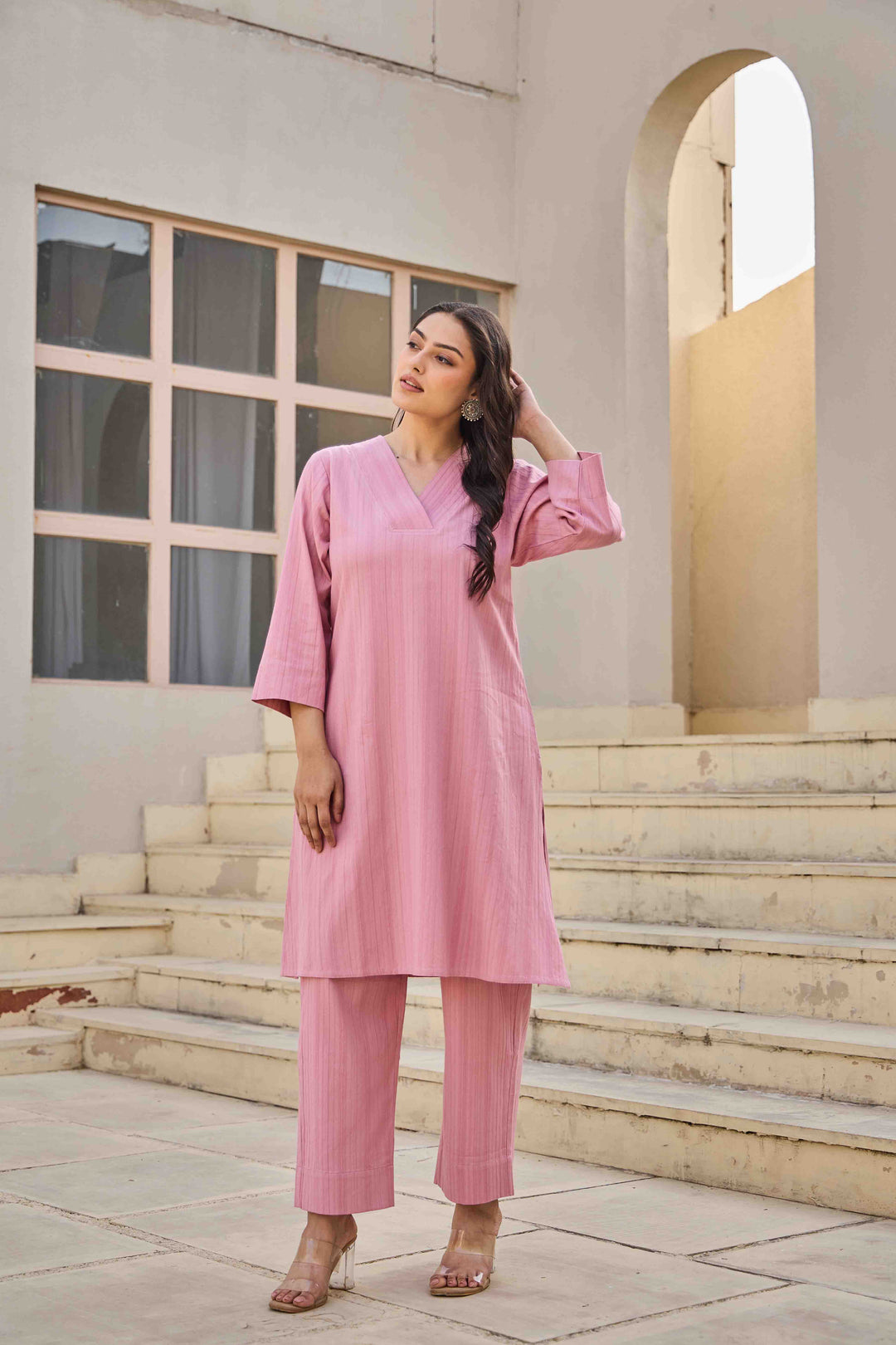 PREMIUM COTTON KURTA SET (PINK)