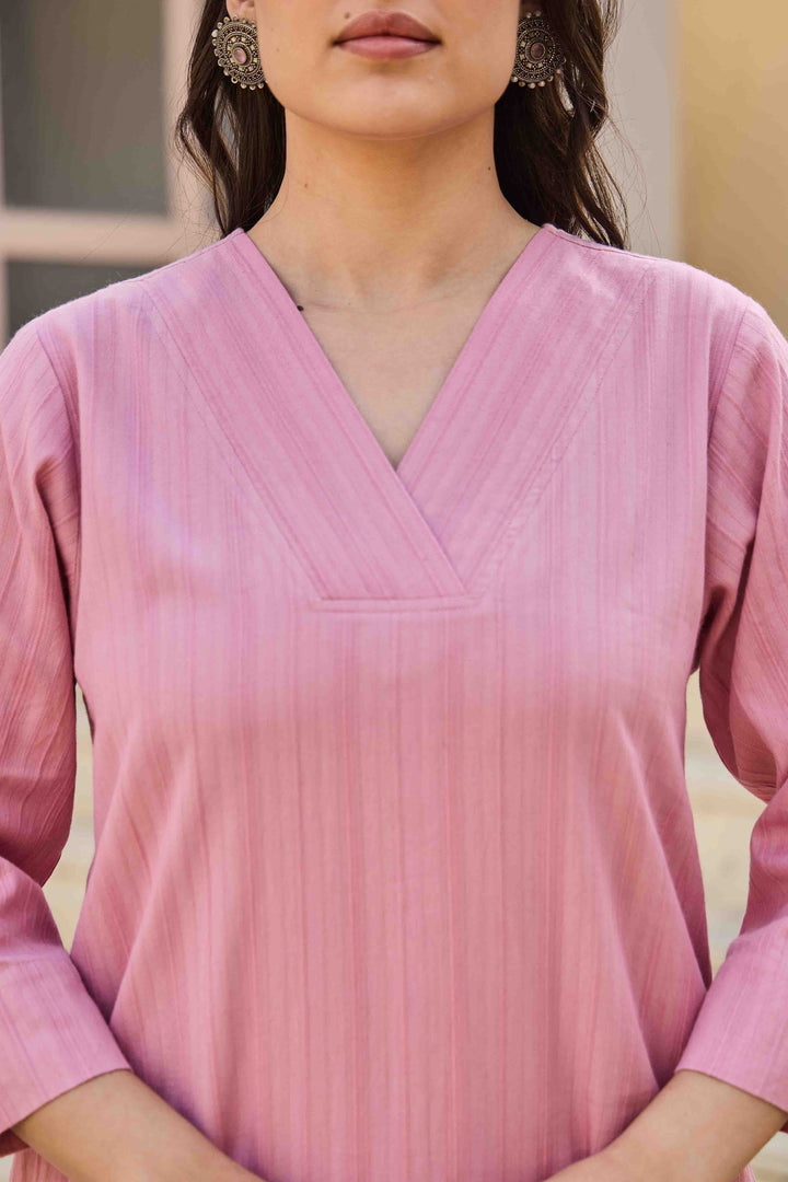 PREMIUM COTTON KURTA SET (PINK)
