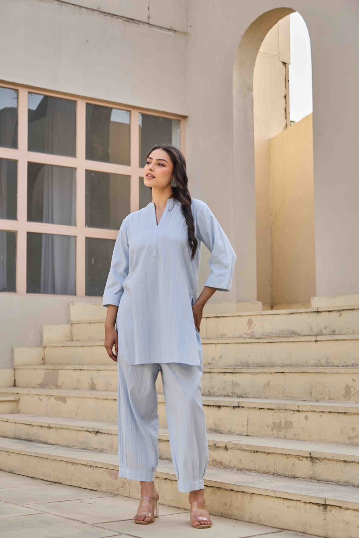 PREMIUM COTTON KURTA SET (BLUE)