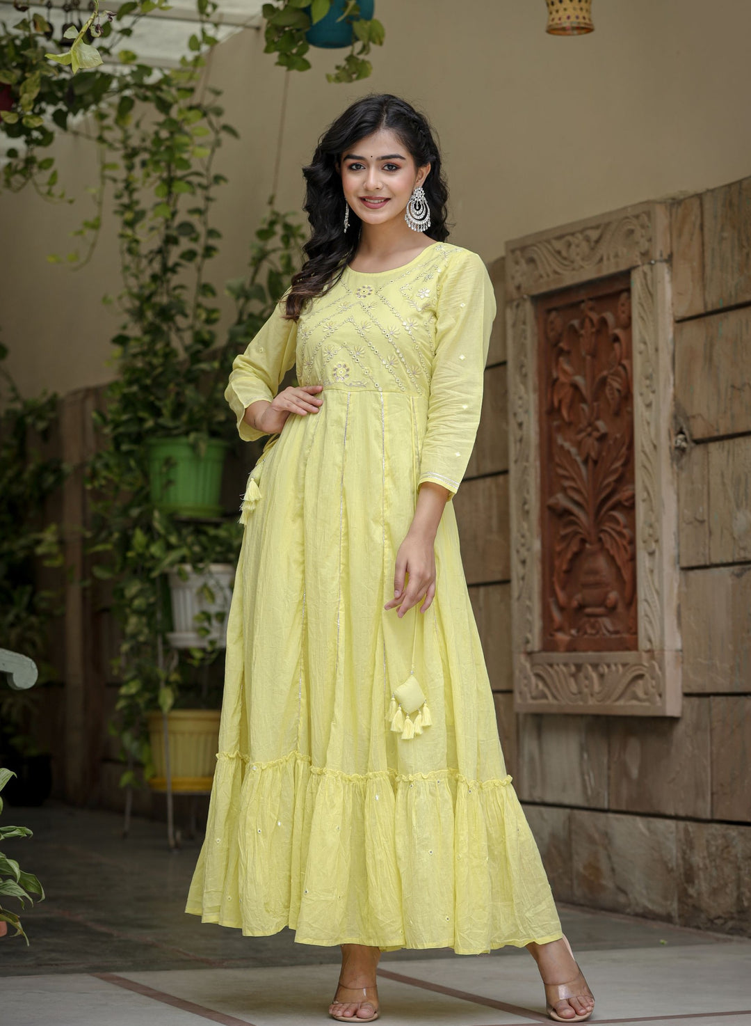 Buy a Designer Yellow Ethnic Gown online | Best Long Ethnic Dress for Women