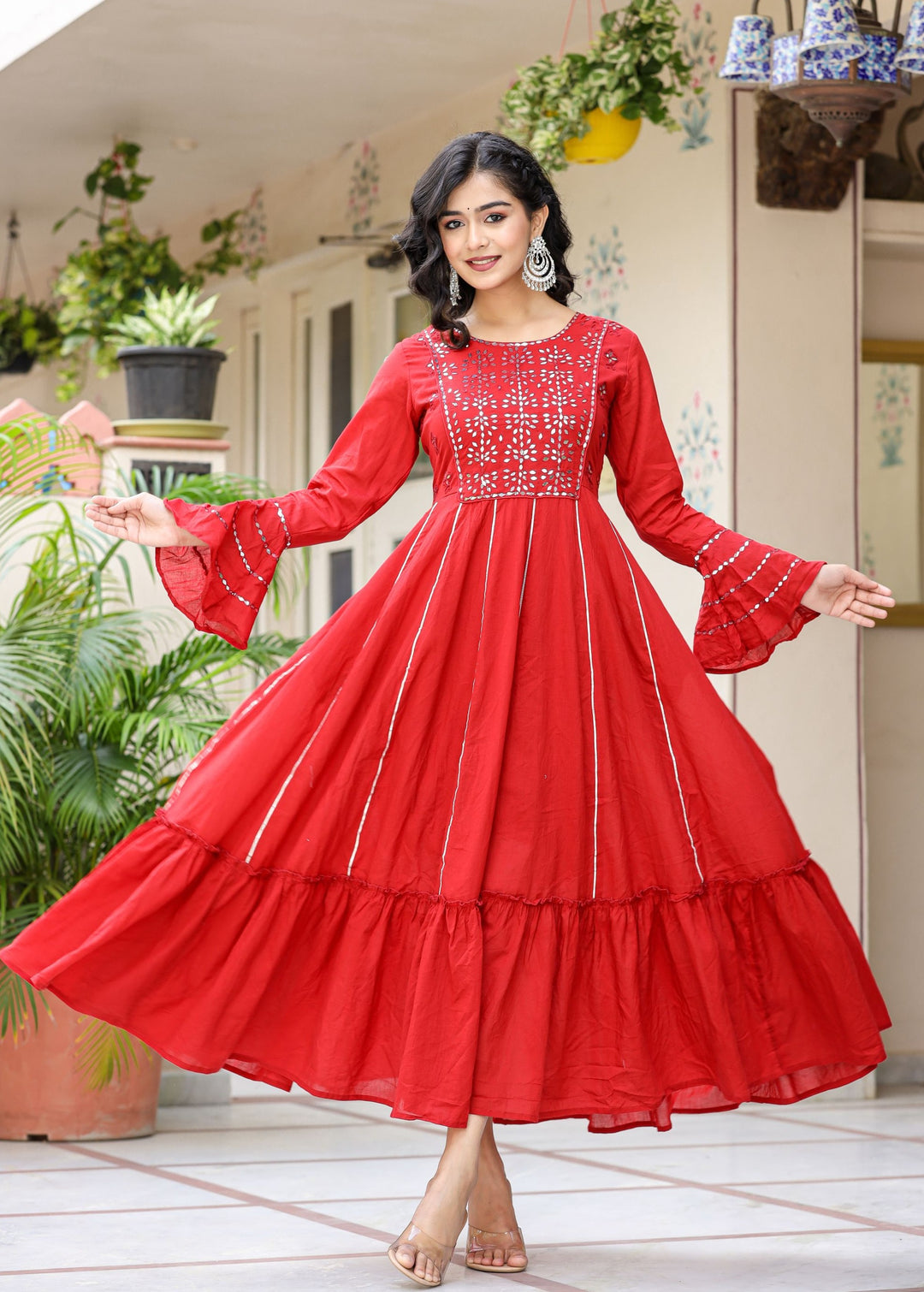 Buy a Red Ethnic Dress for Women Online | Best Party Wear Ethnic Gown in India