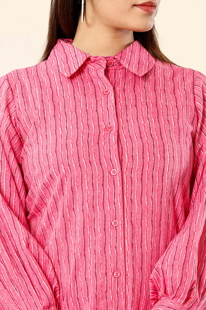 Pink Stripe Cotton Co-Ord Set (Set Of 2)