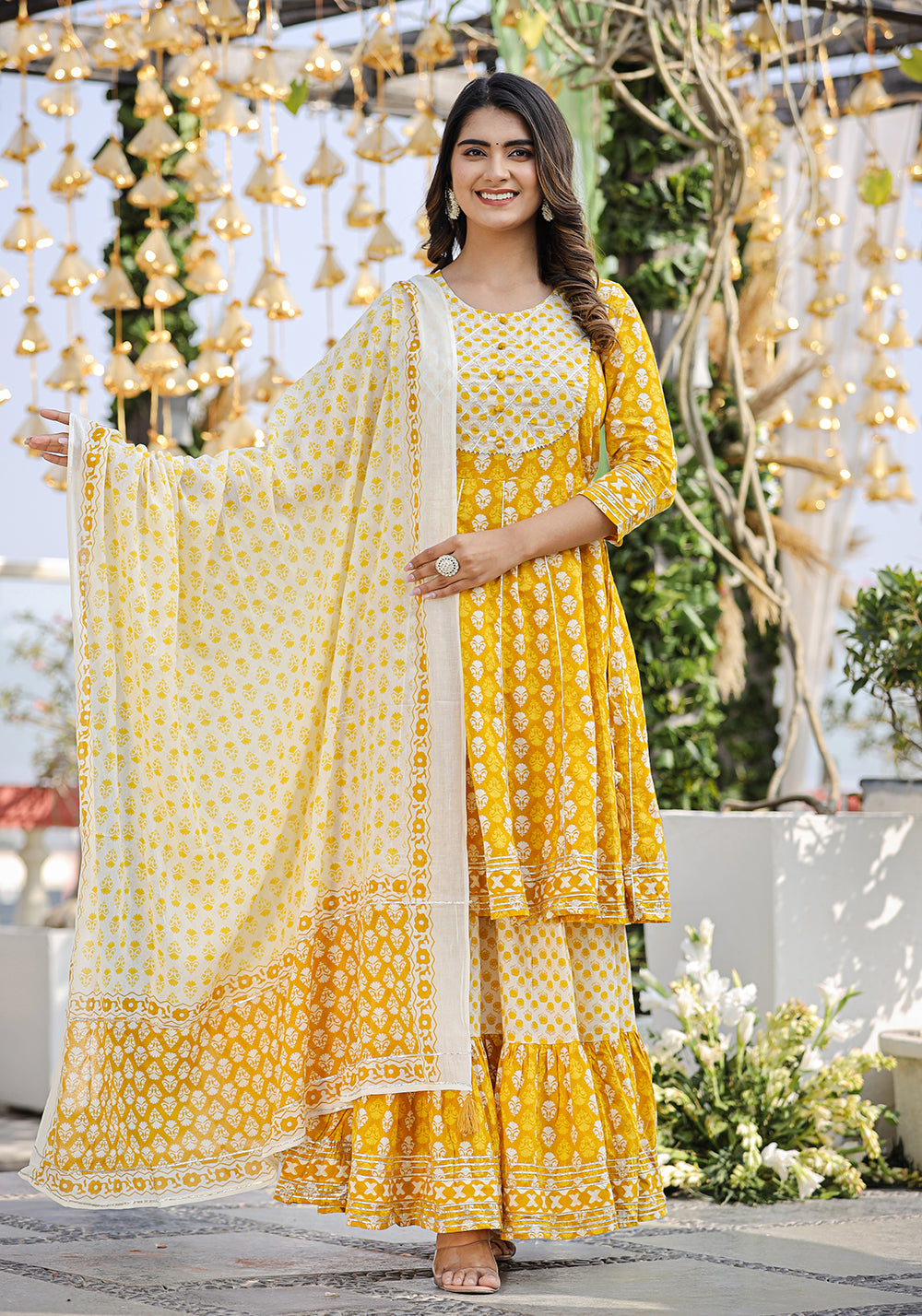 Buy Incredible Yellow Georgette Wedding Sharara Suit Online USA -  Inddus.com.