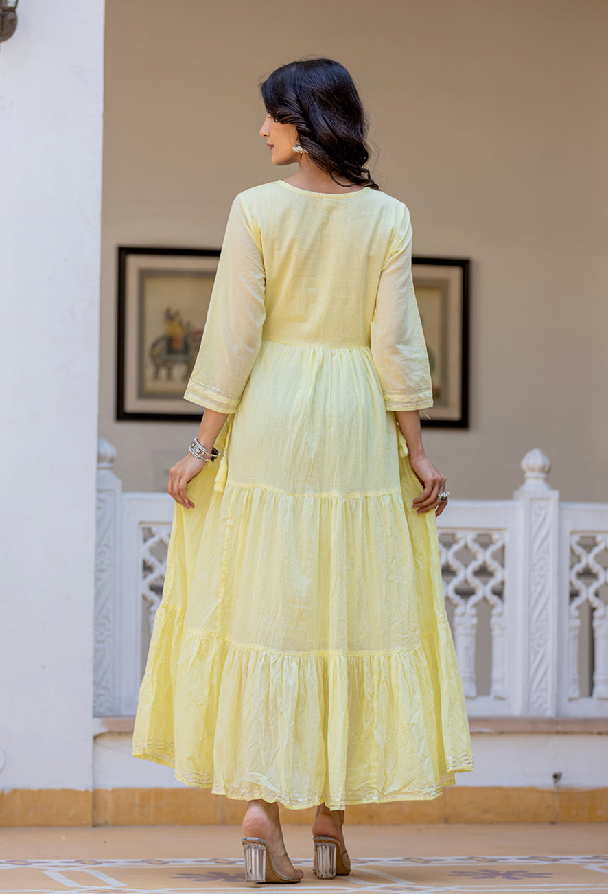 Buy Yellow Cotton Ethnic Gown Online in India | Best Indian Traditional Dress Online 