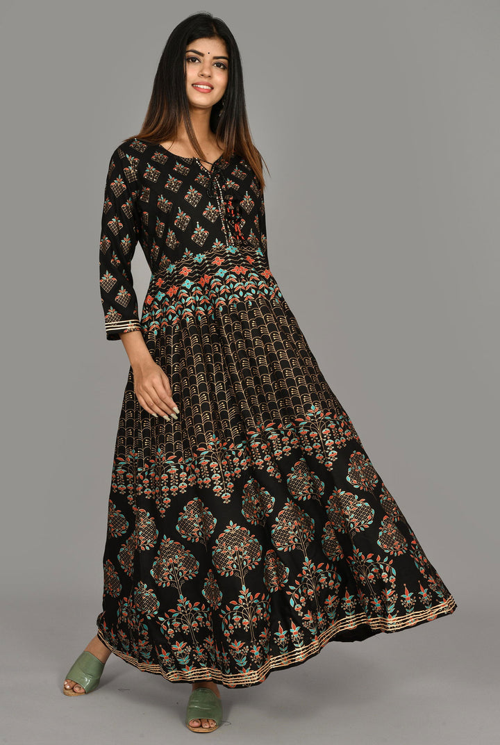 Black Gold Printed Anarkali Ethnic Gown - Kaajh - #tag4#