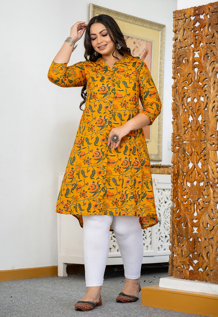 Plus Size Floral Kurta & Pant Set