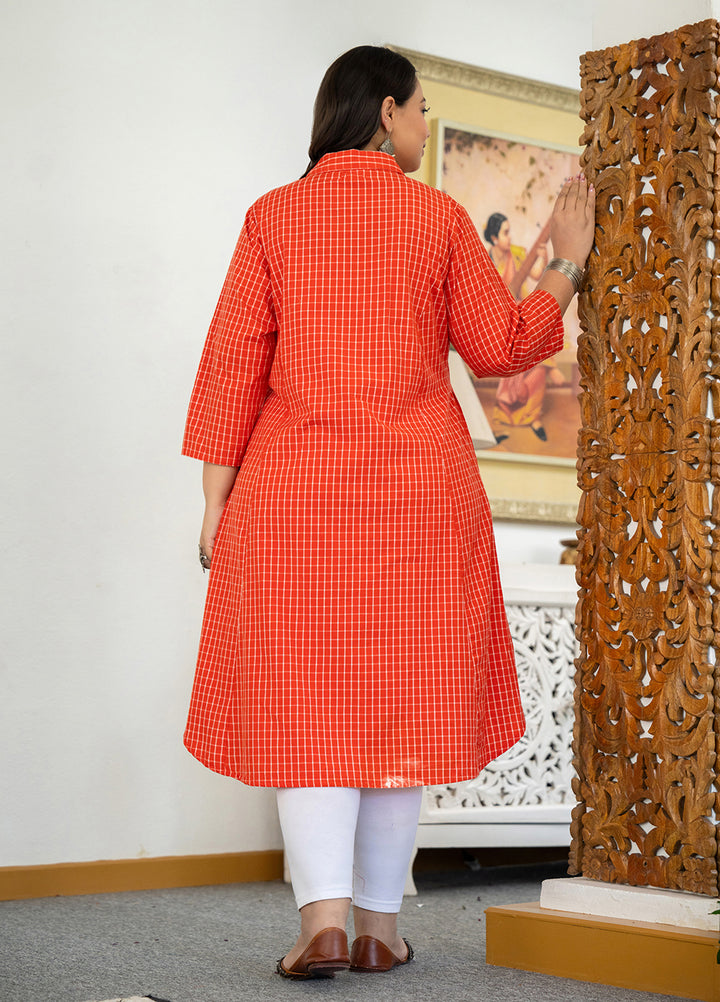 Orange Long Cotton Kurta