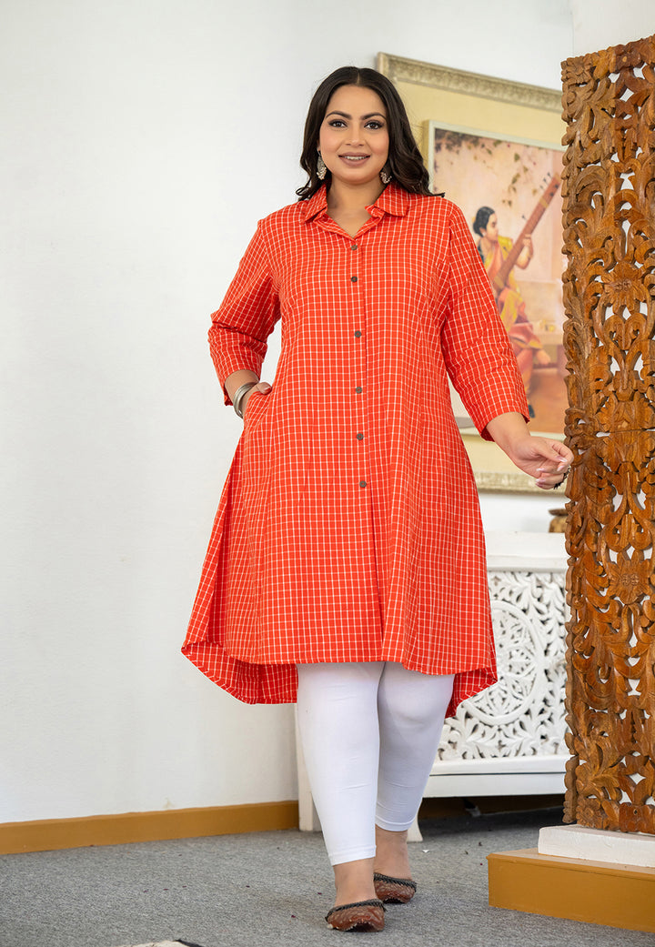 Orange Long Cotton Kurta