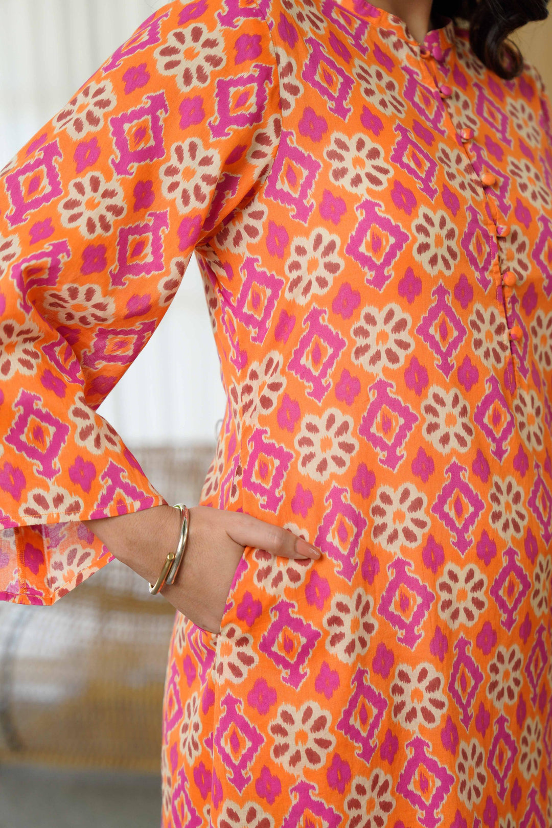 ANYA Orange cotton kurta Set