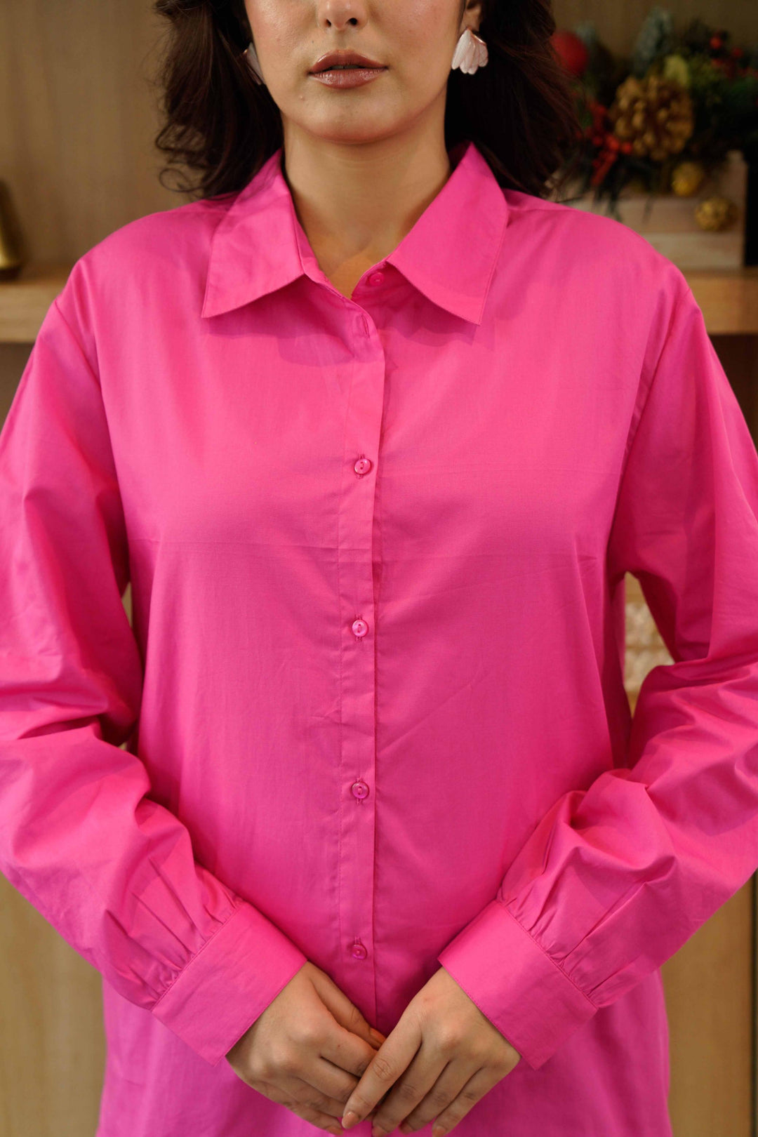 Vibrant Pink Cotton Poplin Shirt
